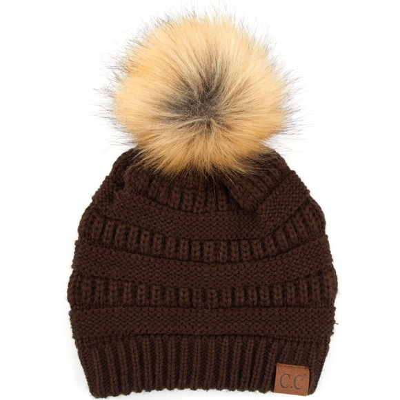 C.C 3pc Knit Warm Pom Beanie Gloves Scarves Set